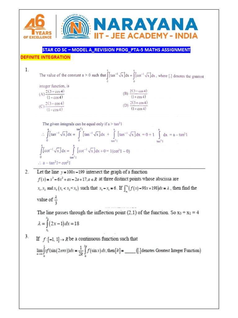 SR Star Co SC - Model A Revision Prog - Pt-5 - Maths Assignment | PDF