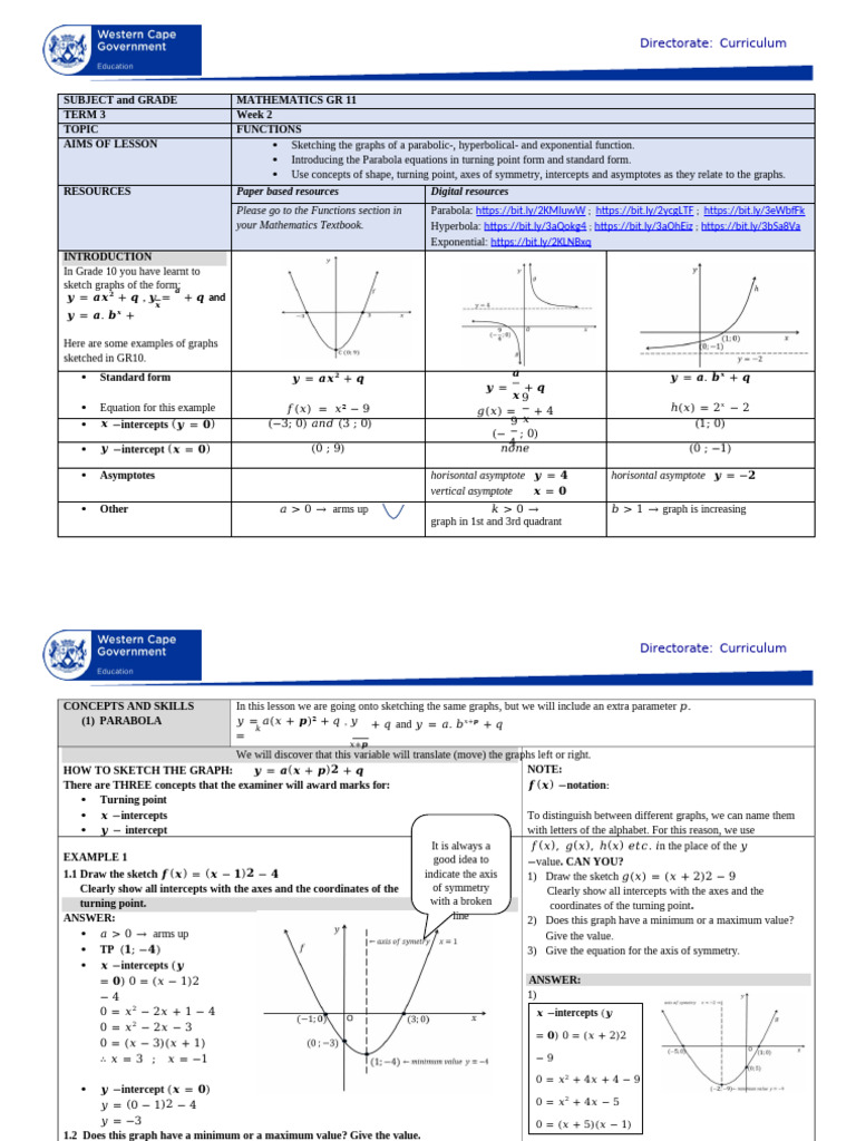 Grade 11 Mathematics: Functions Overview | PDF | Asymptote | Cartesian ...