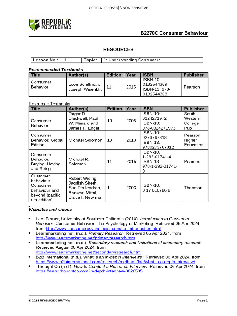 Consumer Behavior Resources Guide | PDF | Behavior | Biological Concepts