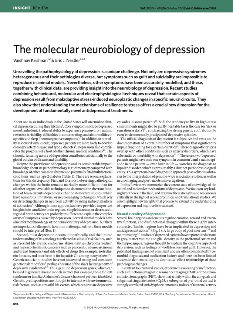 Understanding Depression's Neural Mechanisms | PDF | Major Depressive ...