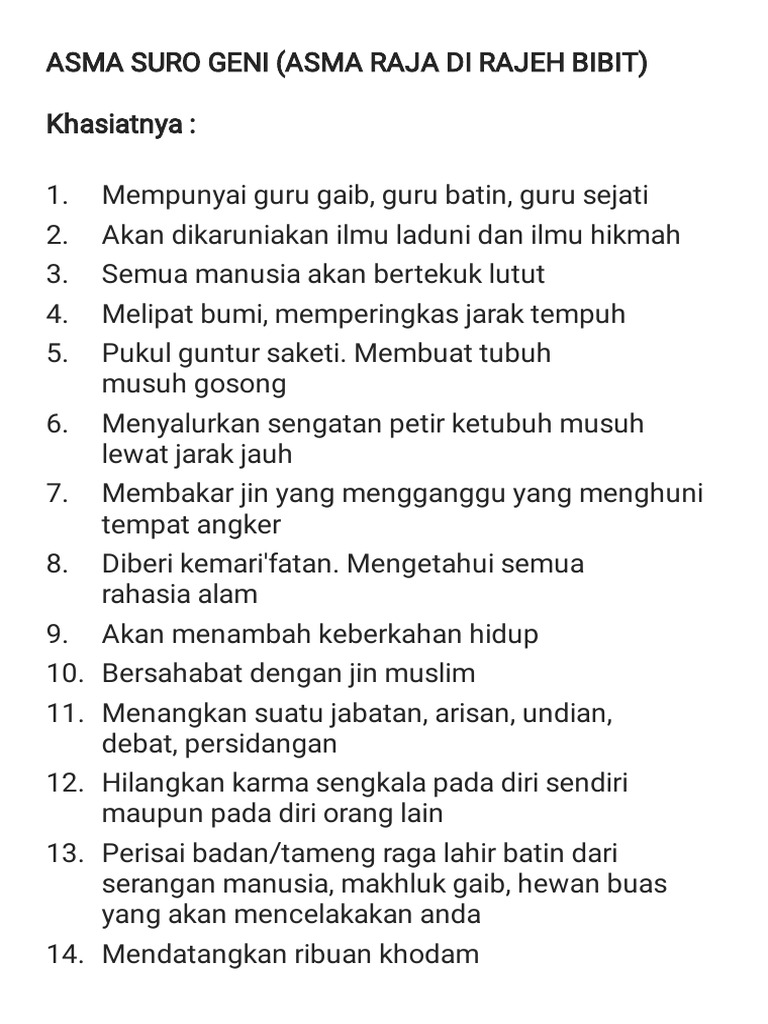 Asma Raja Direjah Bibit | PDF