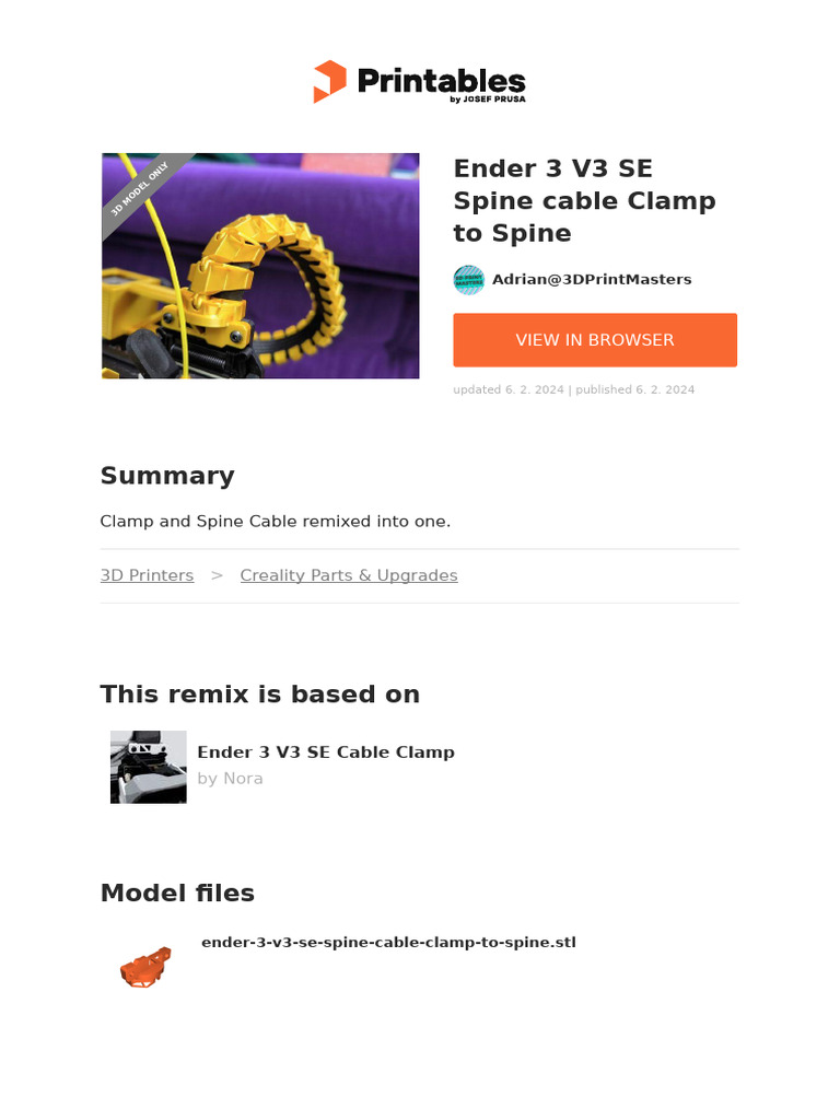 Ender 3 v3 Se Spine Cable Clamp To Spine 21cffd0a F0ed 46f4 A234 ...