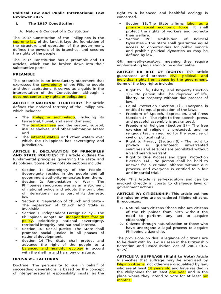 2025 Political Law Overview | PDF | Constitutional Amendment ...