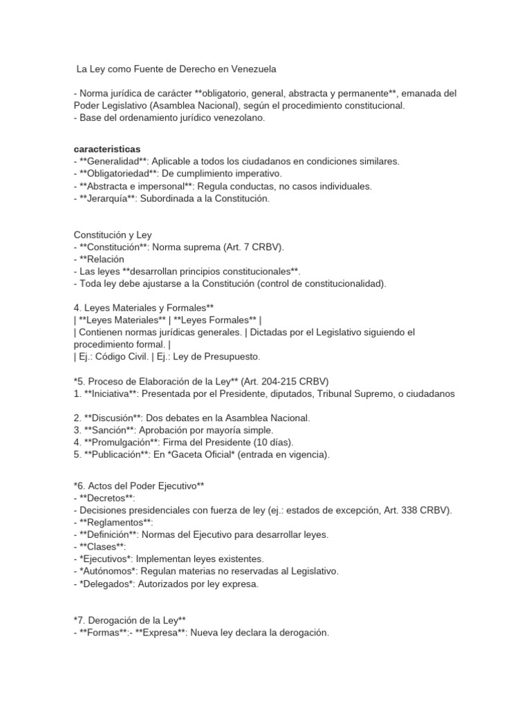 Ley y Fuentes del Derecho en Venezuela | PDF | Caso de ley | Fuentes ...