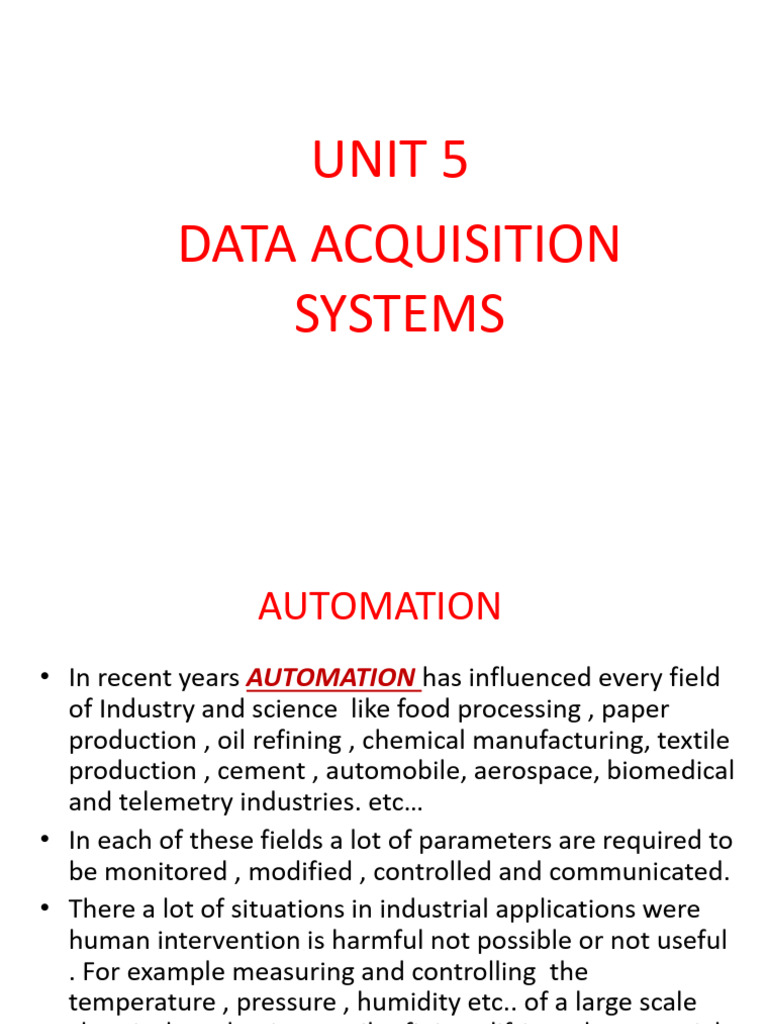 Data Acquisition Systems Overview | PDF | Thermocouple | Amplifier