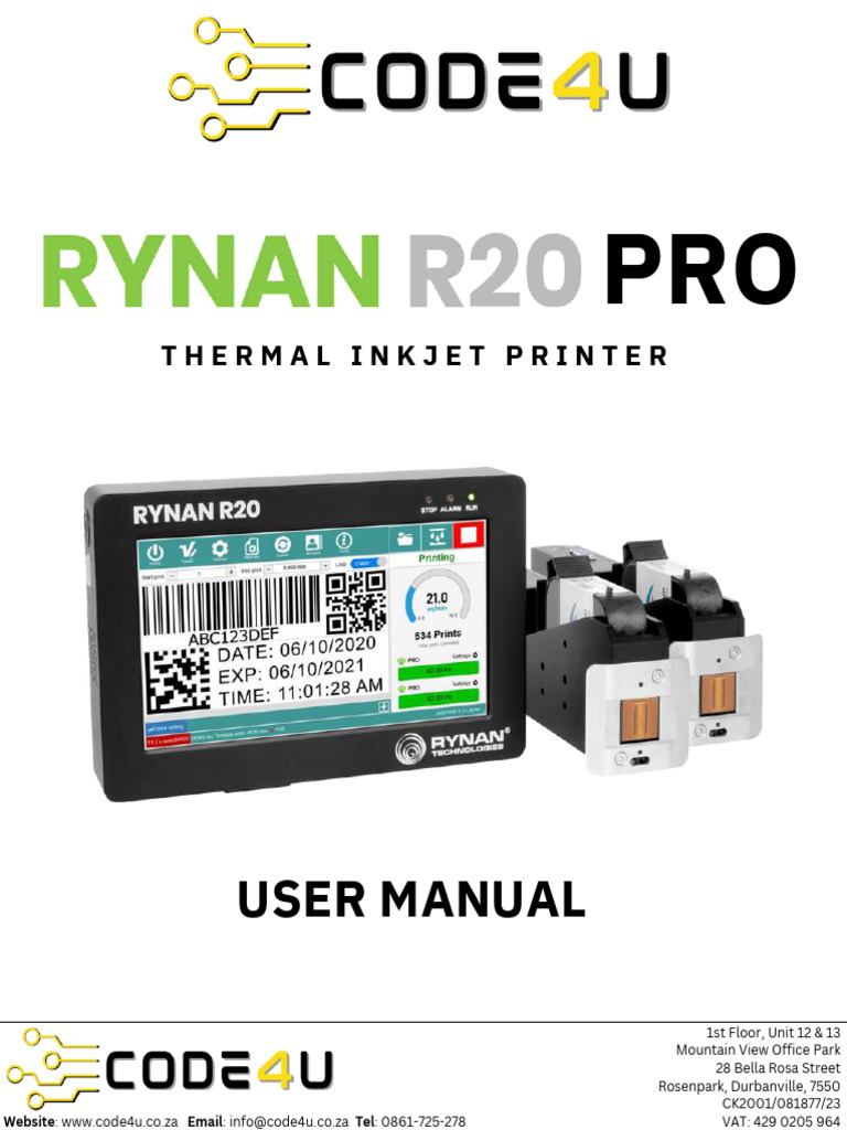 R20 PRO Printer User Manual | PDF | Printer (Computing) | Database Index