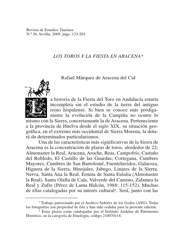 Los Toros Y La Fiesta en Aracena | PDF | Toreo | Sevilla