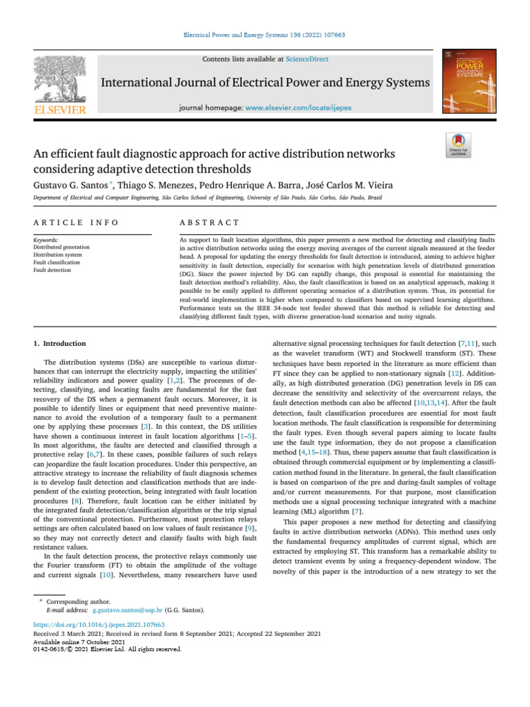 Fault Detection in Active Distribution Networks | PDF | Statistical ...