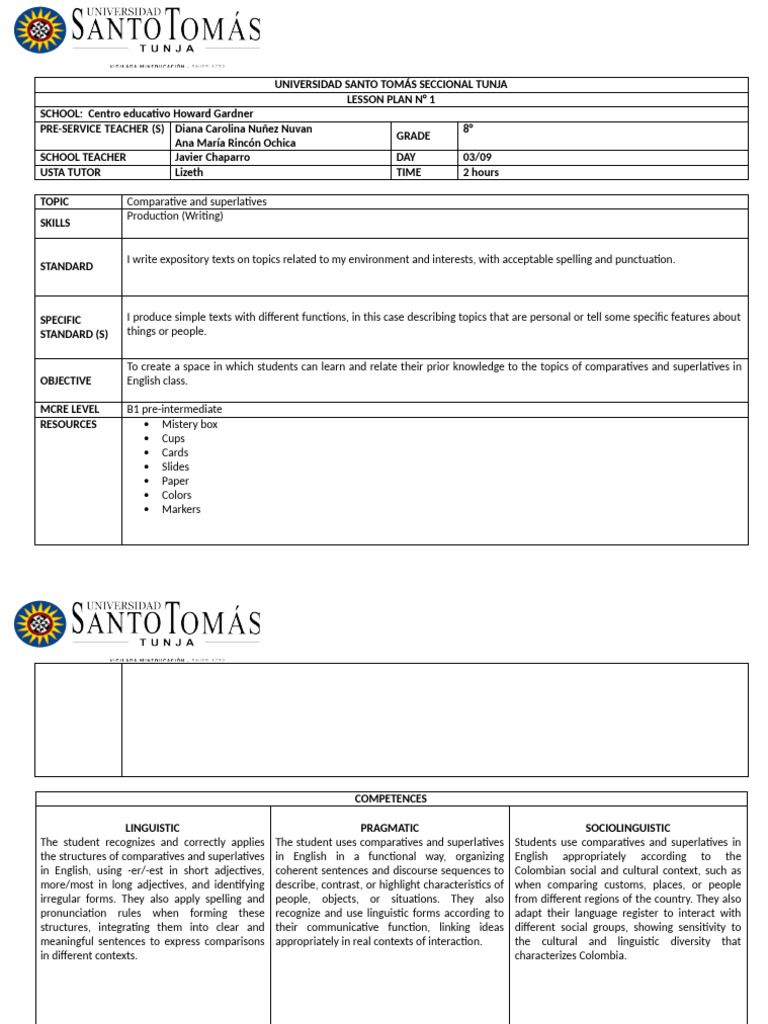 Lesson Plan: Comparatives & Superlatives | PDF | English Language ...