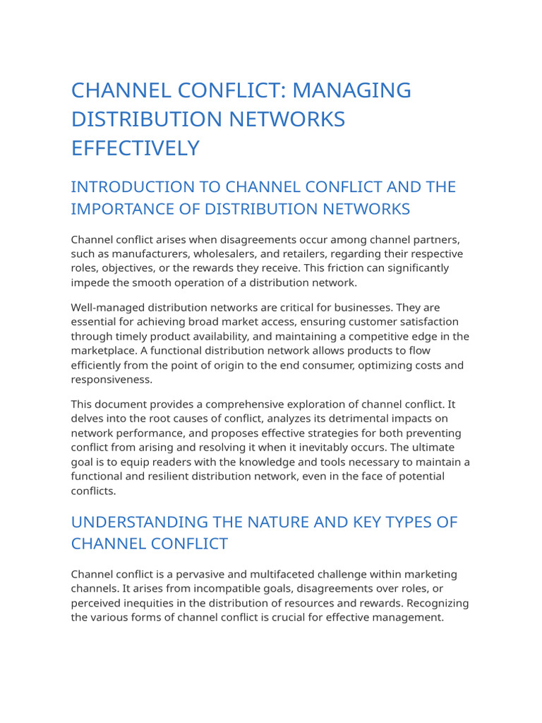 Managing Channel Conflict in Distribution | PDF | Mediation | Analytics