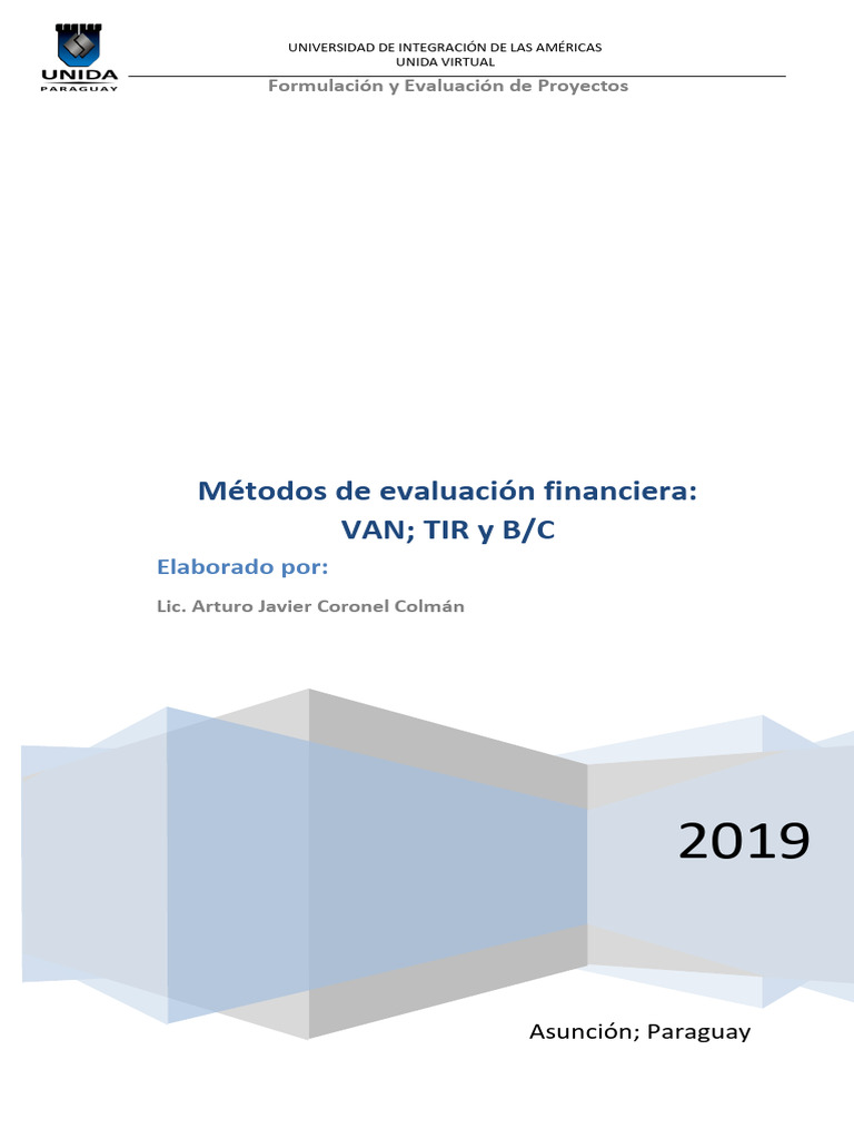 Métodos de Evaluación Financiera | PDF | Tasa interna de retorno ...
