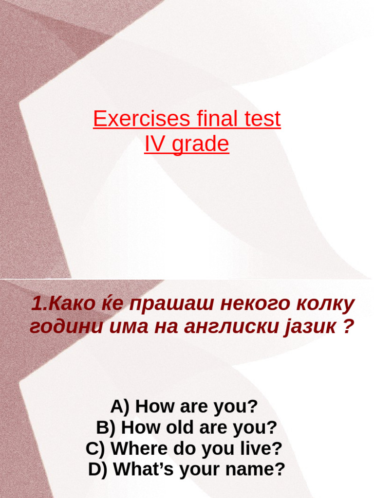 IV Grade Final Exercises 2 | PDF