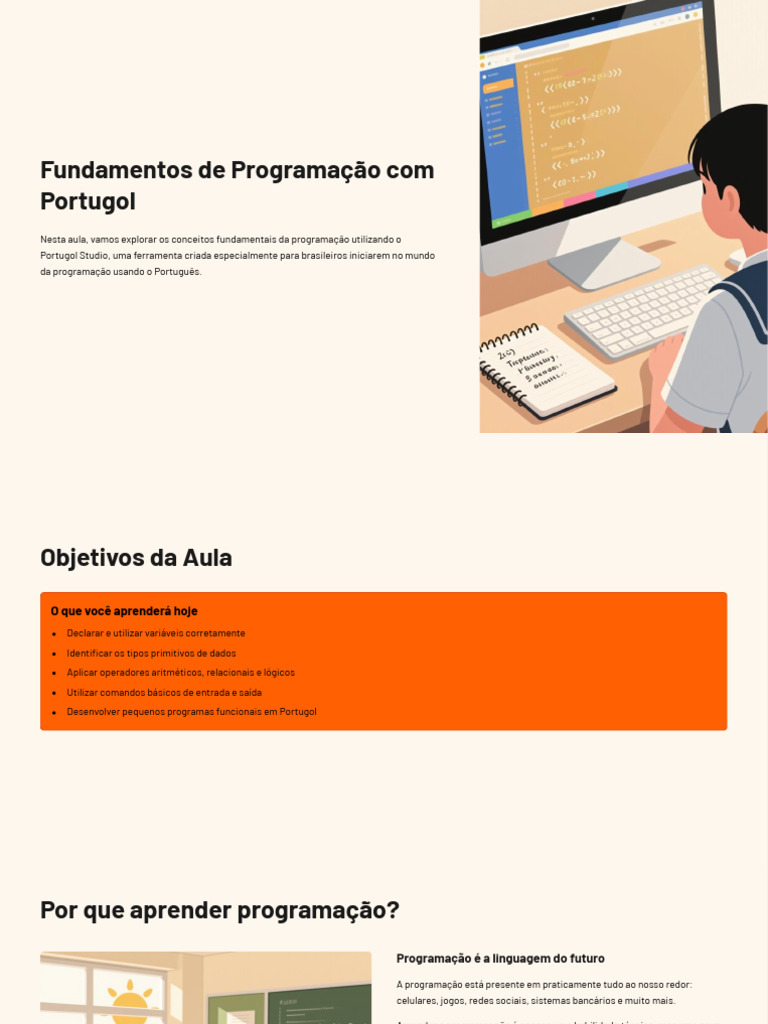 Fundamentos de Programação em Portugol | PDF | Variável (Ciência da ...