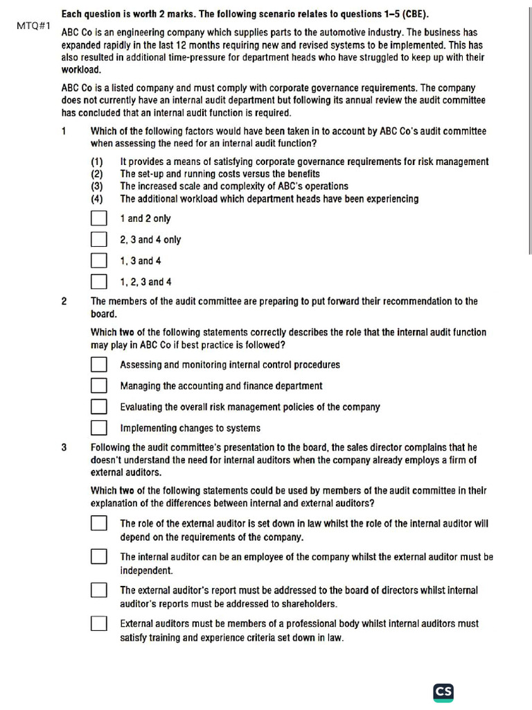F8 Section A Test | PDF