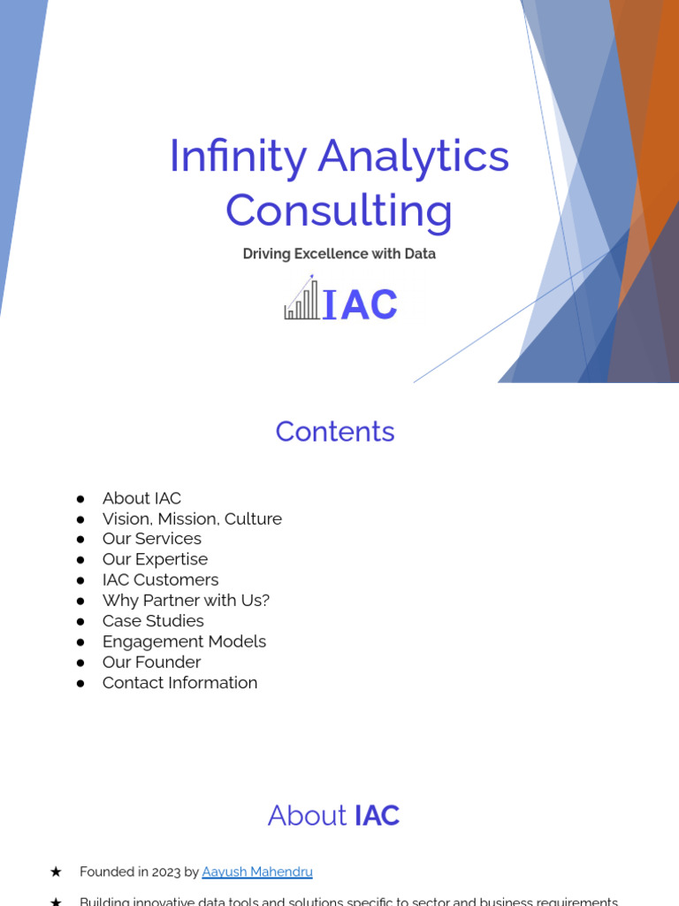 Infinity Analytics Consulting Overview | PDF | Analytics | Machine Learning