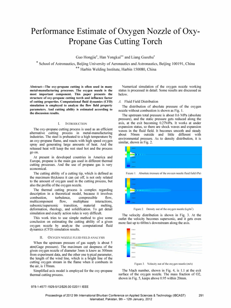 Oxygen Nozzle Performance in Gas Cutting | PDF | Nozzle | Mach Number