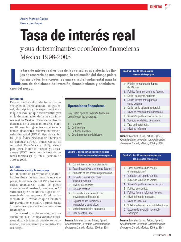 Determinantes de la Tasa de Interés Real en México | PDF | Inflación ...
