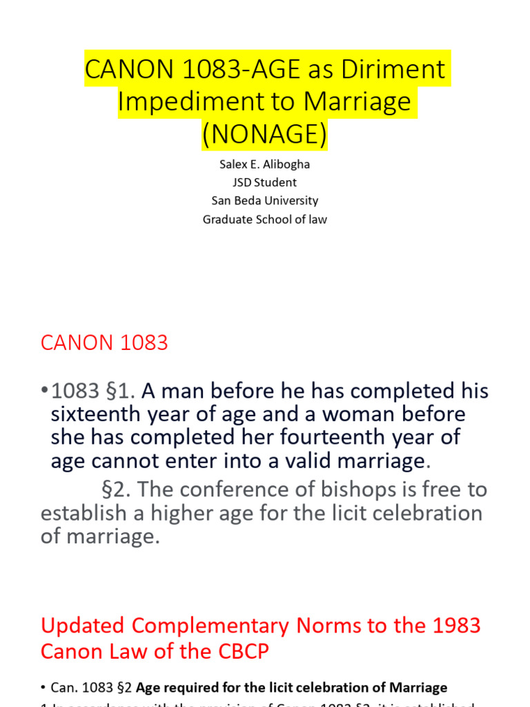 Canon 1083 Marriage Age Requirements PDF Marriage Canon Law