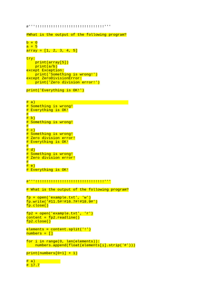 Python Program Output and Errors | PDF | Computer Programming ...