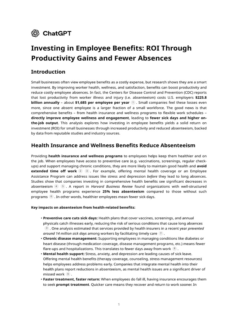 Investing in Employee Benefits - ROI Through Productivity Gains and ...