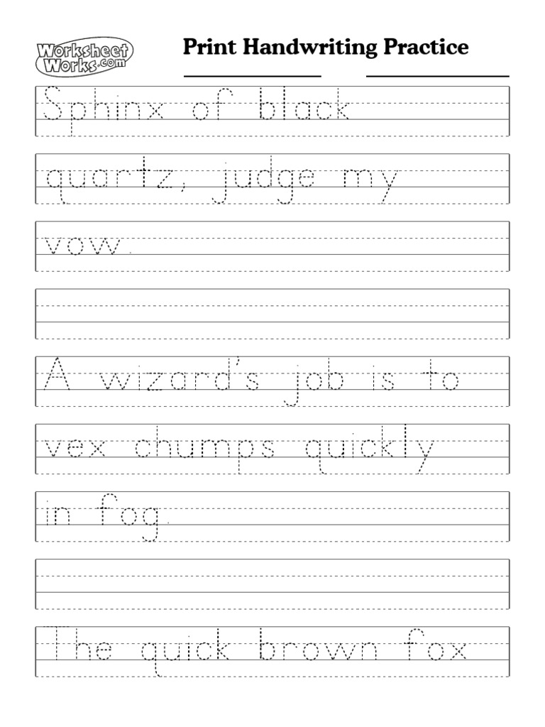 WorksheetWorks Print Handwriting Practice 2 | PDF