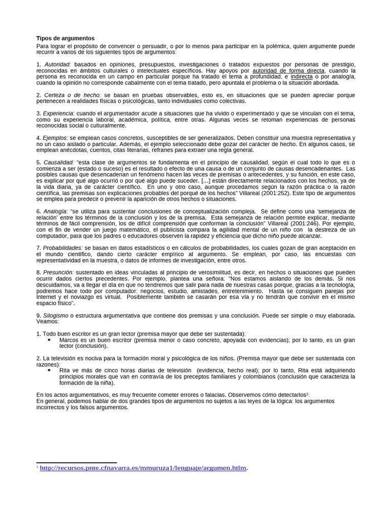 Tipos de argumentos en la persuasión | PDF | Causalidad | Razón