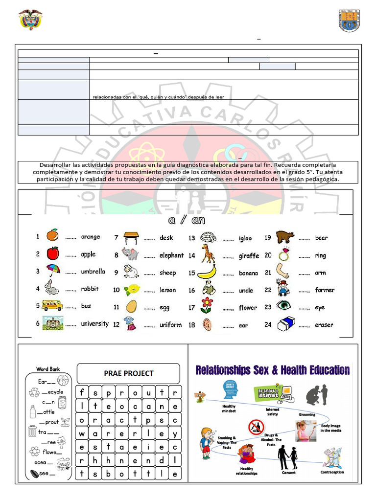 Guía de Inglés para Sexto Grado 2024 | PDF | Mecánica del lenguaje ...
