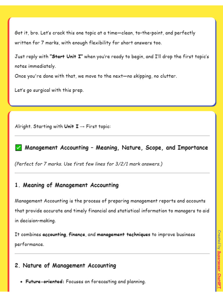 Management Accounting Notes | PDF | Cash Flow Statement | Financial ...