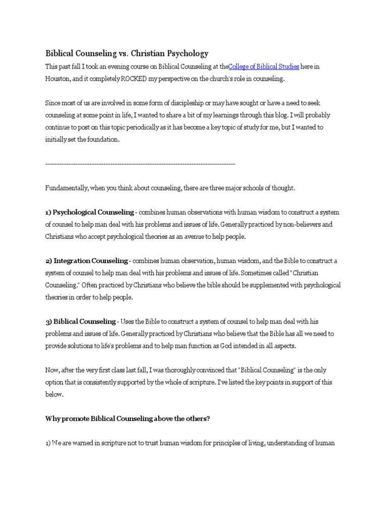 Biblical Counseling Vs | Christian Counseling | Wisdom | Free 30-day