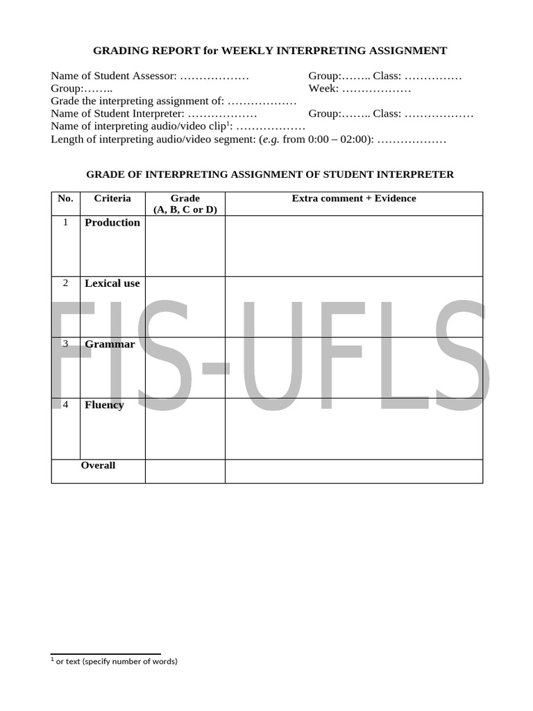 Weekly Interpreting Assignment Grading Report | PDF | Speech | Idiom
