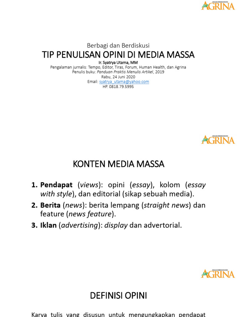 Panduan Menulis Opini di Media Massa | PDF