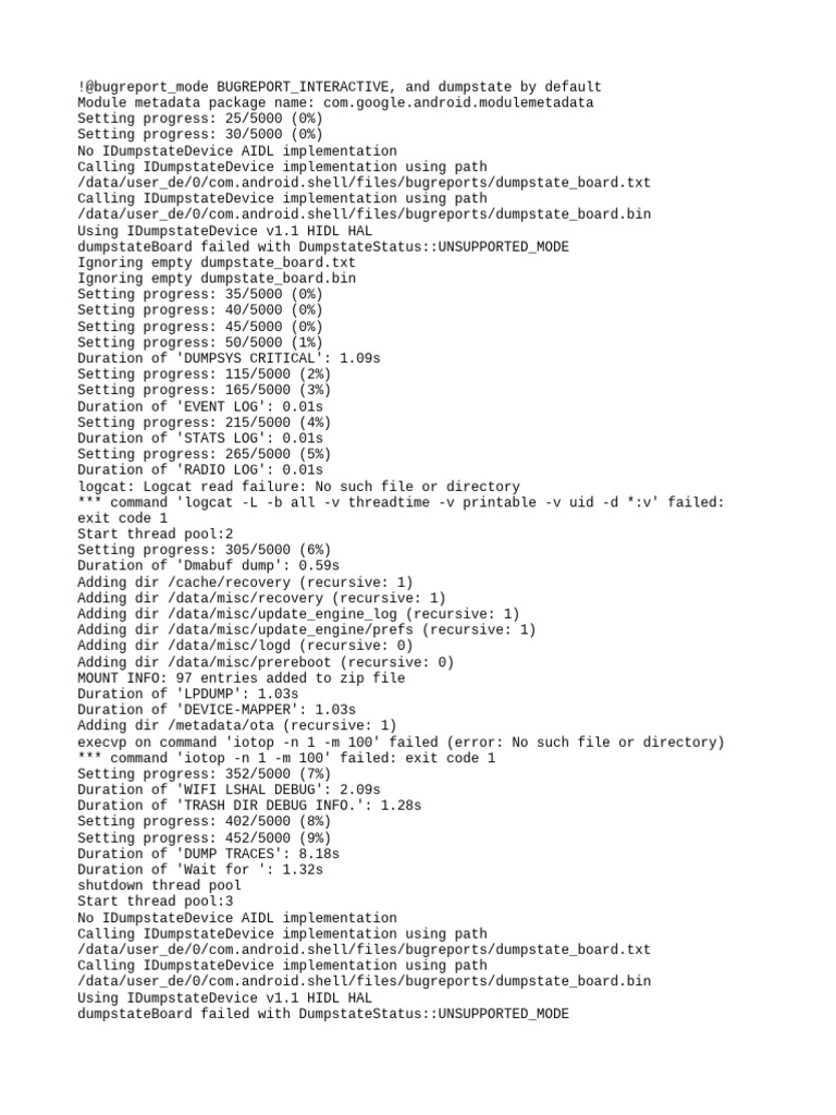 Dumpstate Board Execution Report | PDF | Computer Engineering | Software