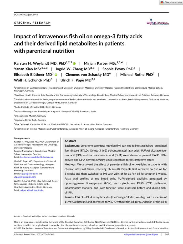 Fish Oil's Impact on Omega-3 in PN Patients | PDF | Polyunsaturated Fat ...