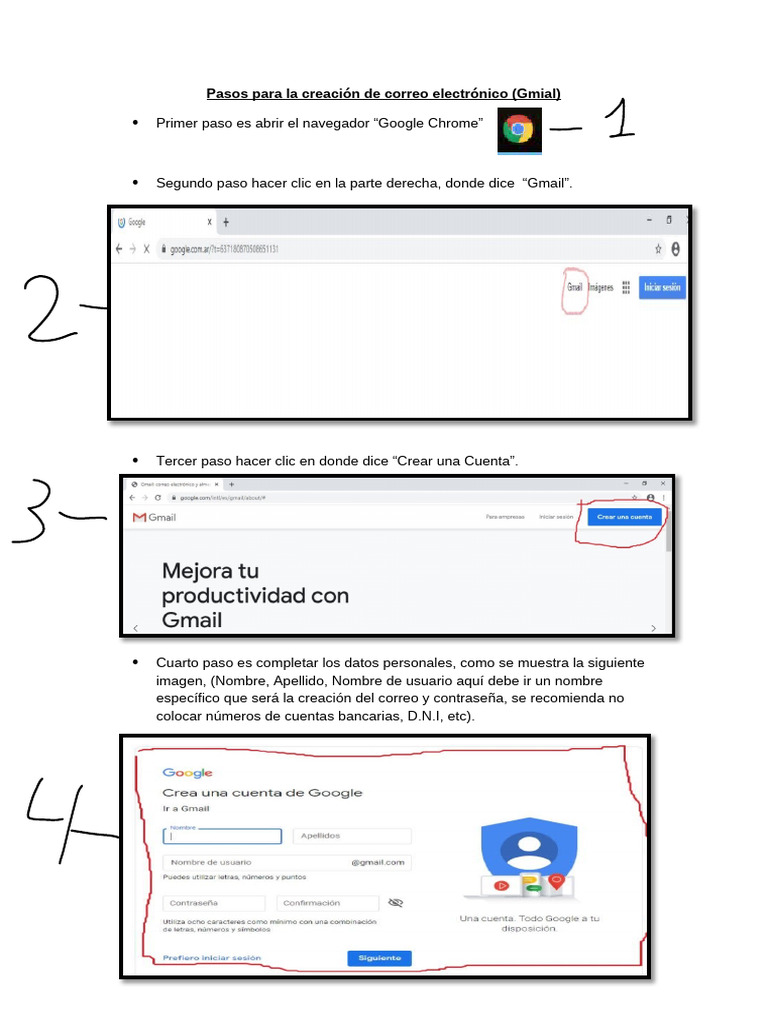 Crear y acceder a cuenta de Gmail | PDF