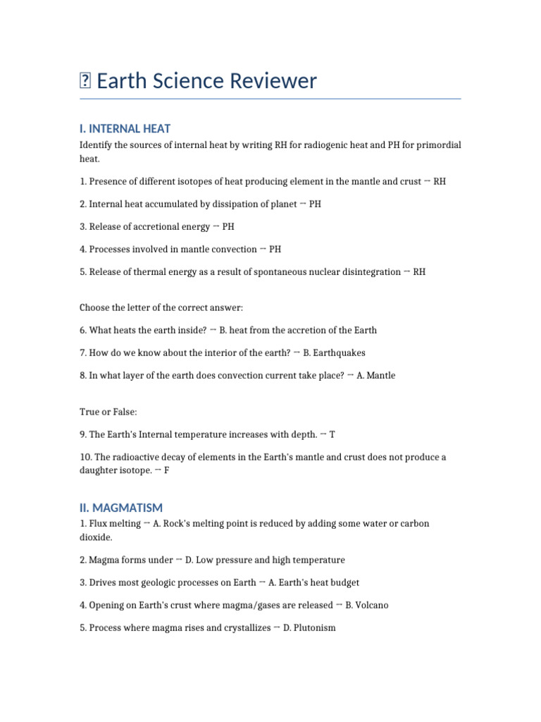 Earth Science Reviewer Final | PDF | Magma | Fault (Geology)