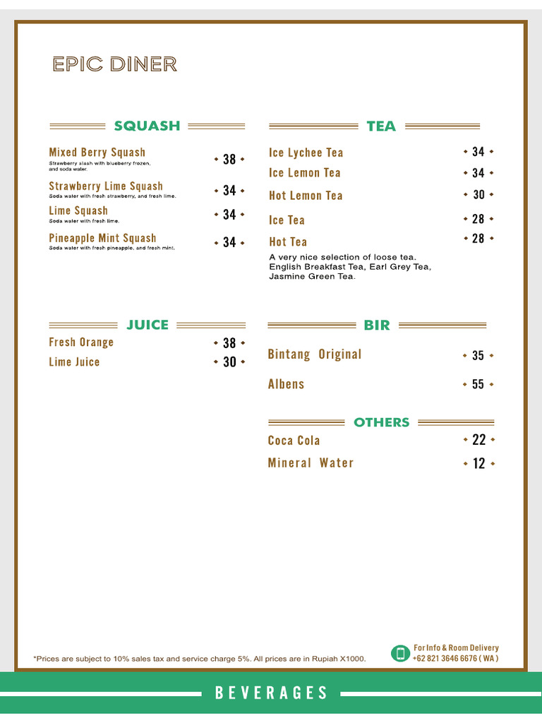 Beverage Menu with Prices in Rupiah | PDF