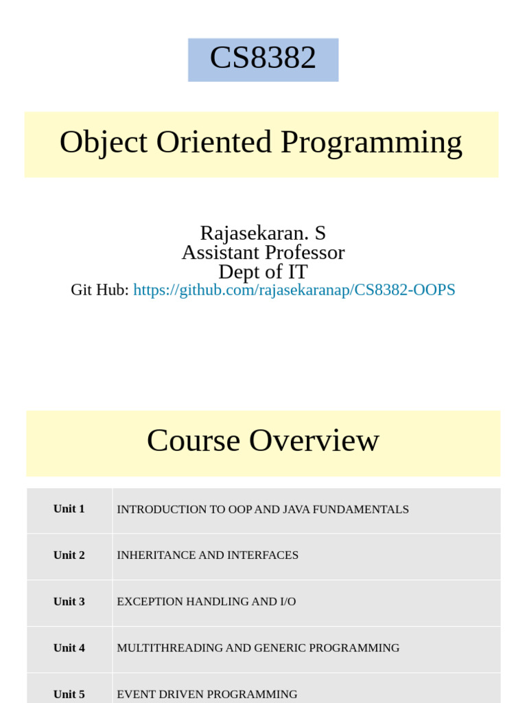 Object Oriented Programming Overview | PDF | Object Oriented ...