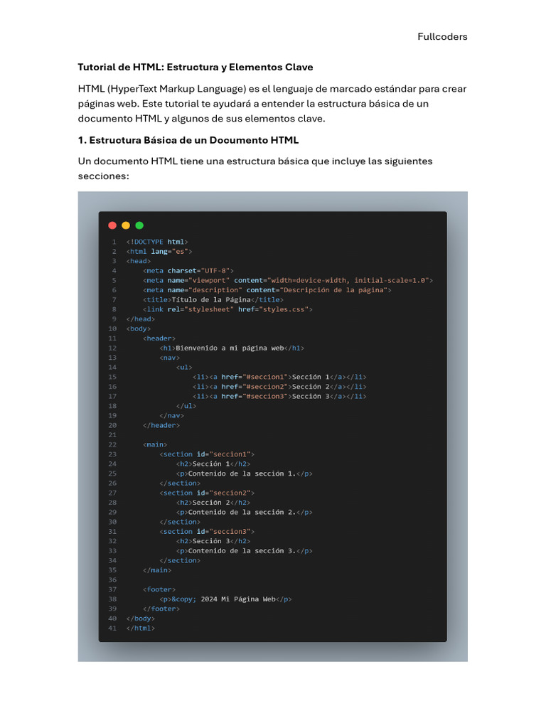 Estructura Básica de un Documento HTML | PDF