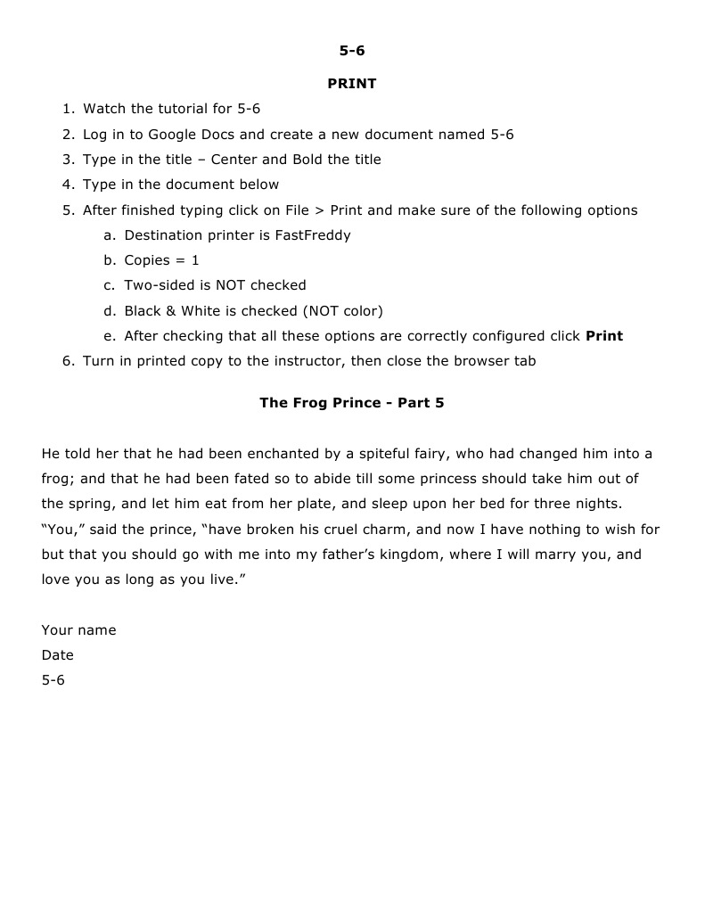 Print Instructions for Google Docs | PDF | Career & Growth