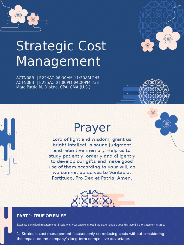 Strategic Cost Management Quiz and Analysis | PDF | Budget | Inventory