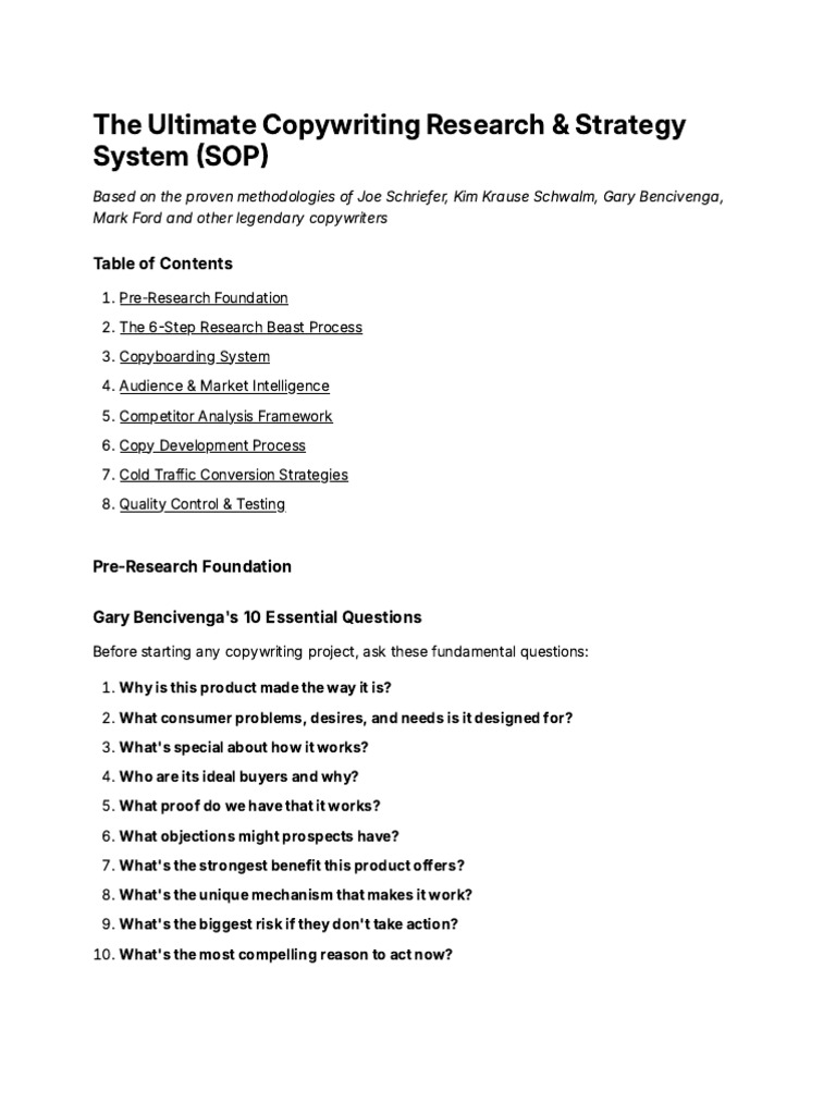 Ultimate Copywriting Research Guide | PDF | Performance Indicator ...