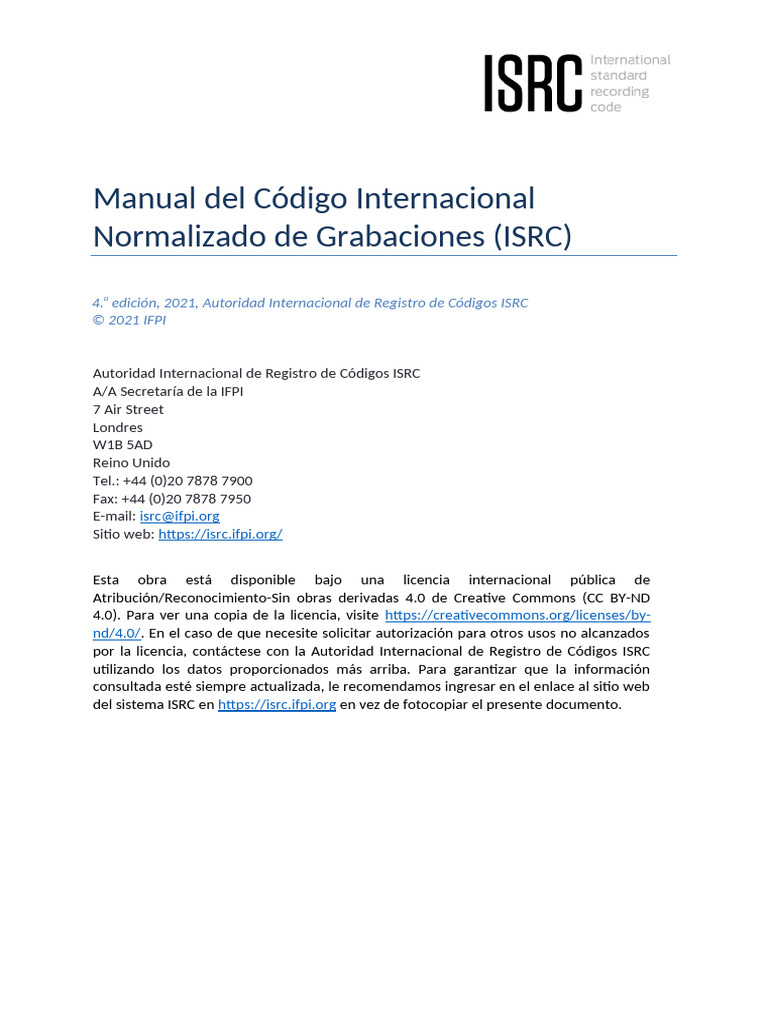 Manual ISRC: Asignación y Directrices | PDF | Metadatos | Informática