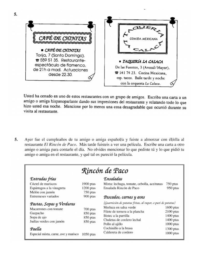 Comida Writing Tareas (PP) | PDF