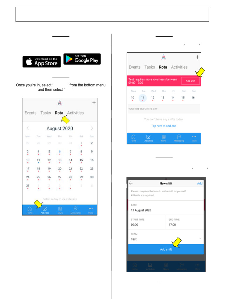 Signing Up To Rota Shifts Via The Assemble App | PDF