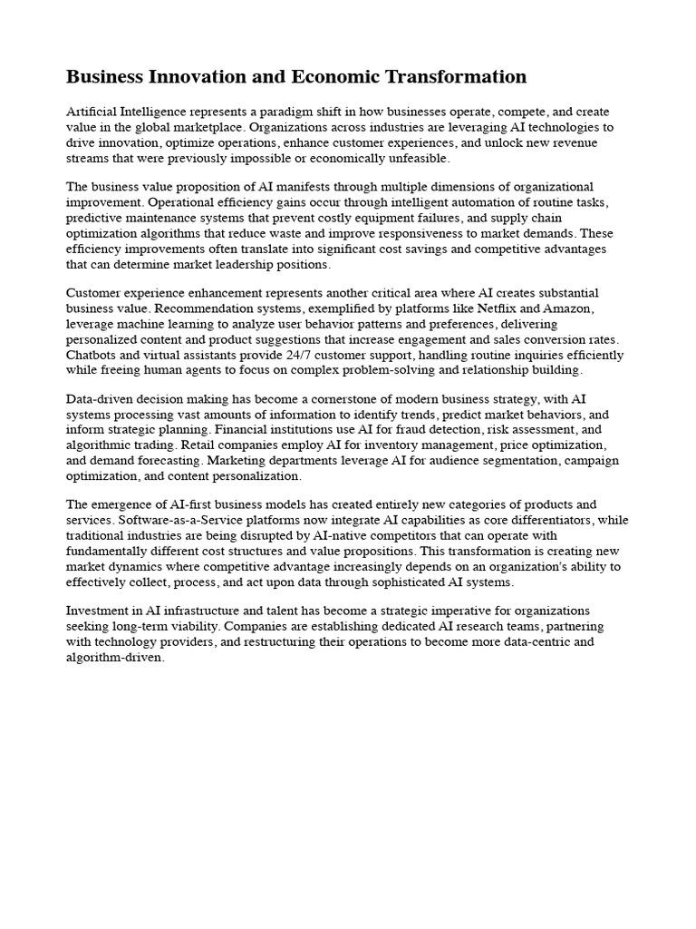 AI's Impact on Business Innovation | PDF | Artificial Intelligence ...