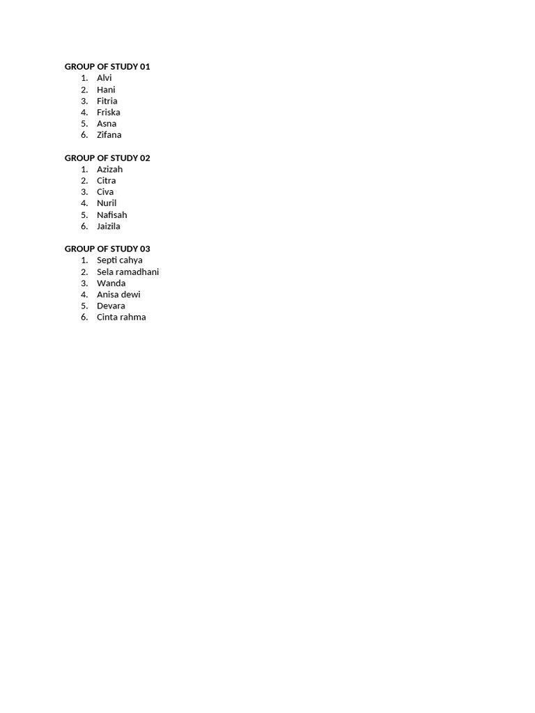 Group of Study 01 | PDF