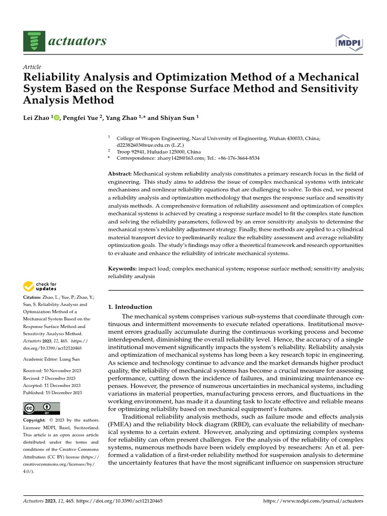 Mechanical System Reliability Optimization | PDF | Reliability ...