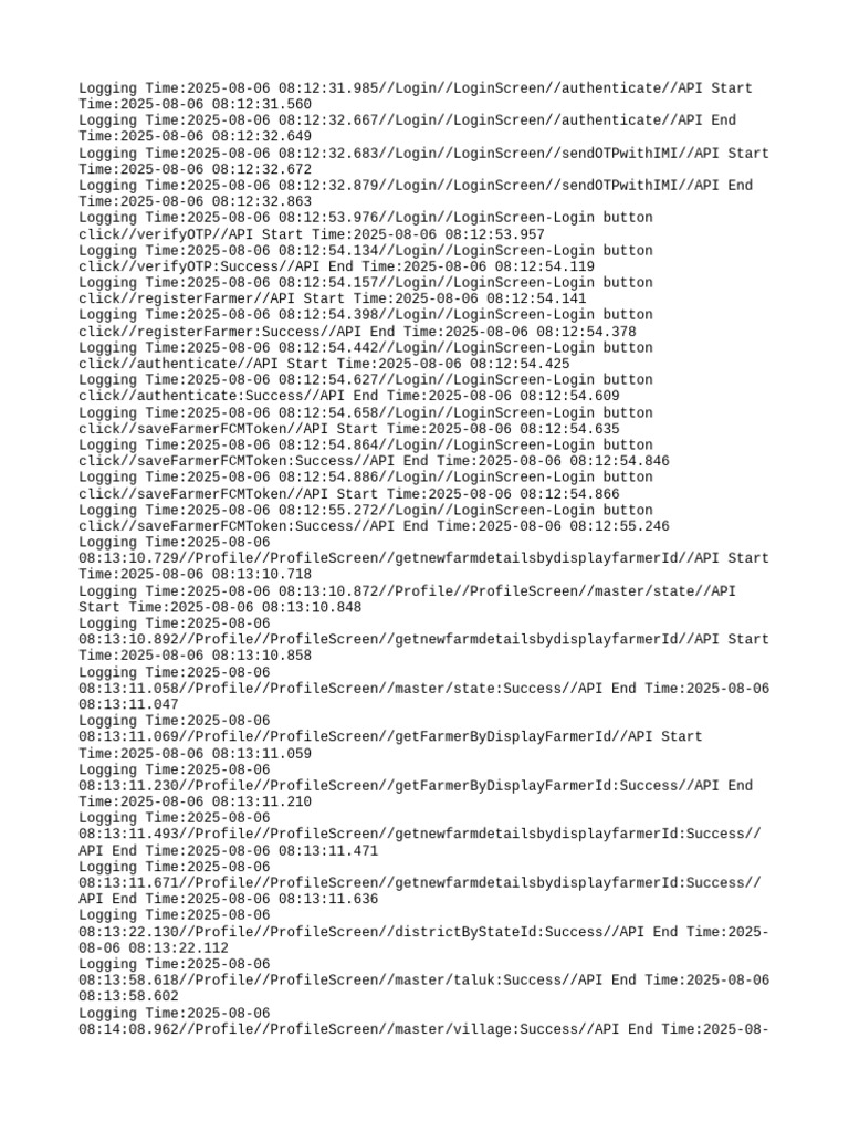 API Logging Details for Login & Market | PDF | Computer Access Control
