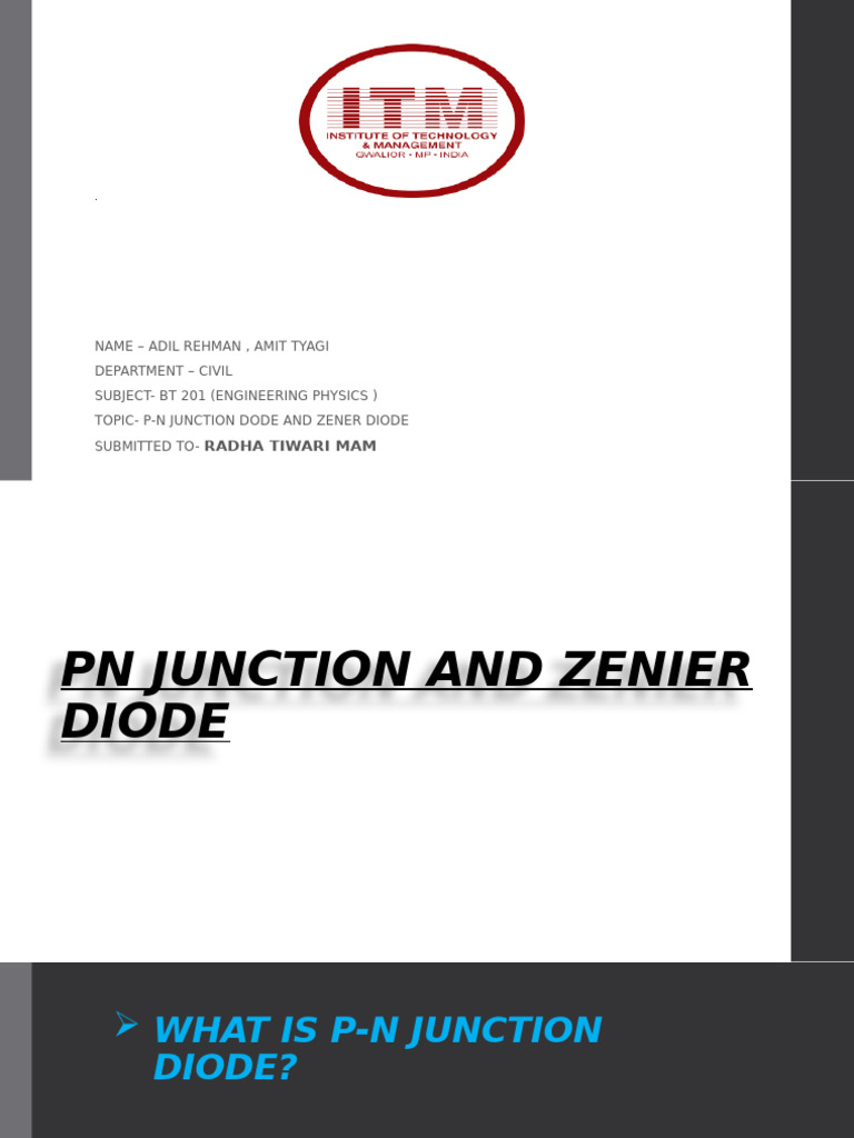 PN Junction and Zenier Diode Final | PDF
