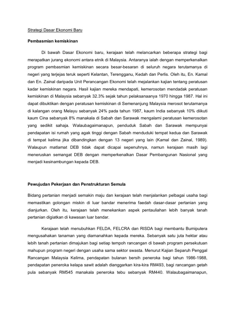 strategi dasar ekonomi baru
